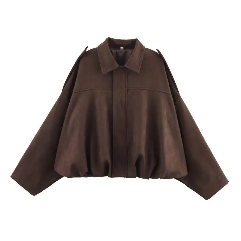 Irene | Oversized suède bomberjack voor dames - Mokka