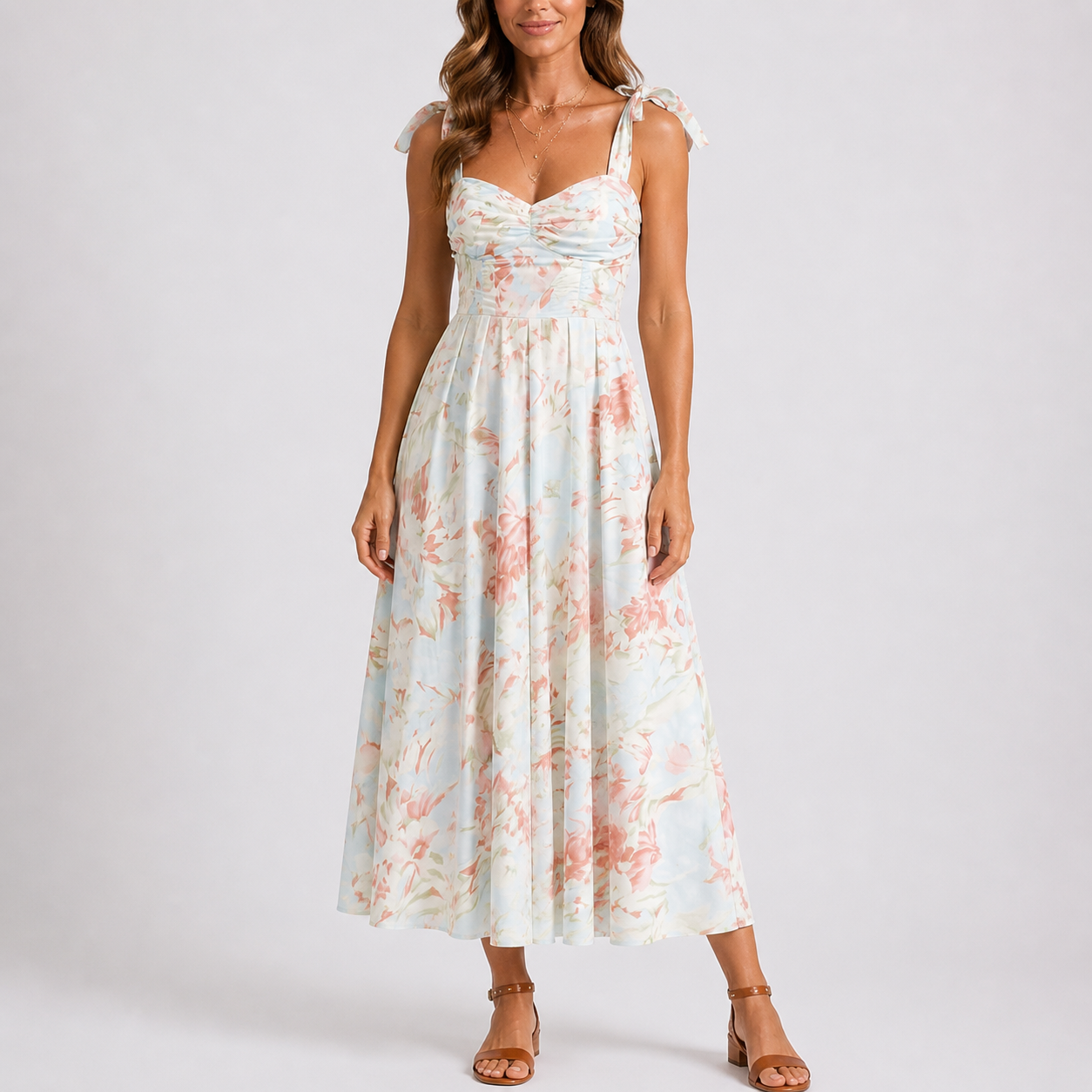 Iris | Midi jurk met bloemenprint voor dames - Bloemen