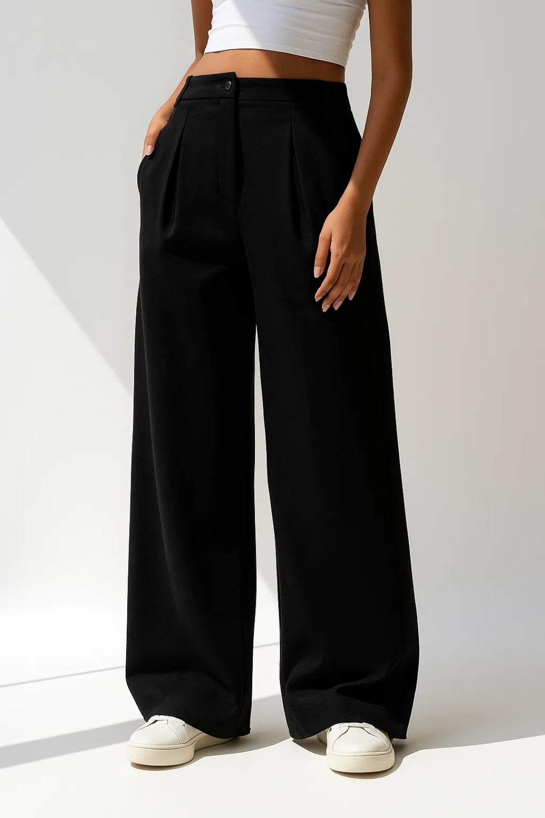 Isa | Pantalon dames met hoge taille en wijde pijpen - Roze