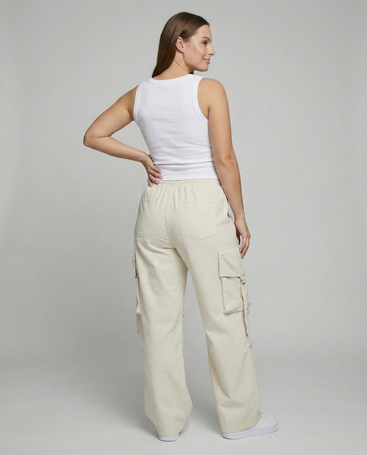 Isabelle | Baggy cargobroek voor dames, ecru - foto 14