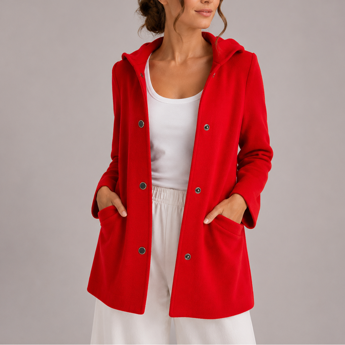 Janneke | Damesvest met capuchon en zakken - Rood
