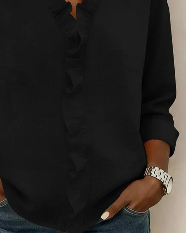 Jasmijn | V-hals blouse met ruches voor dames - view 7