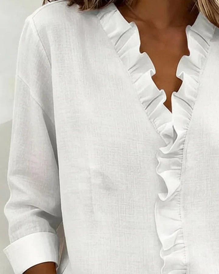 Jasmijn | V-hals blouse met ruches voor dames - view 8