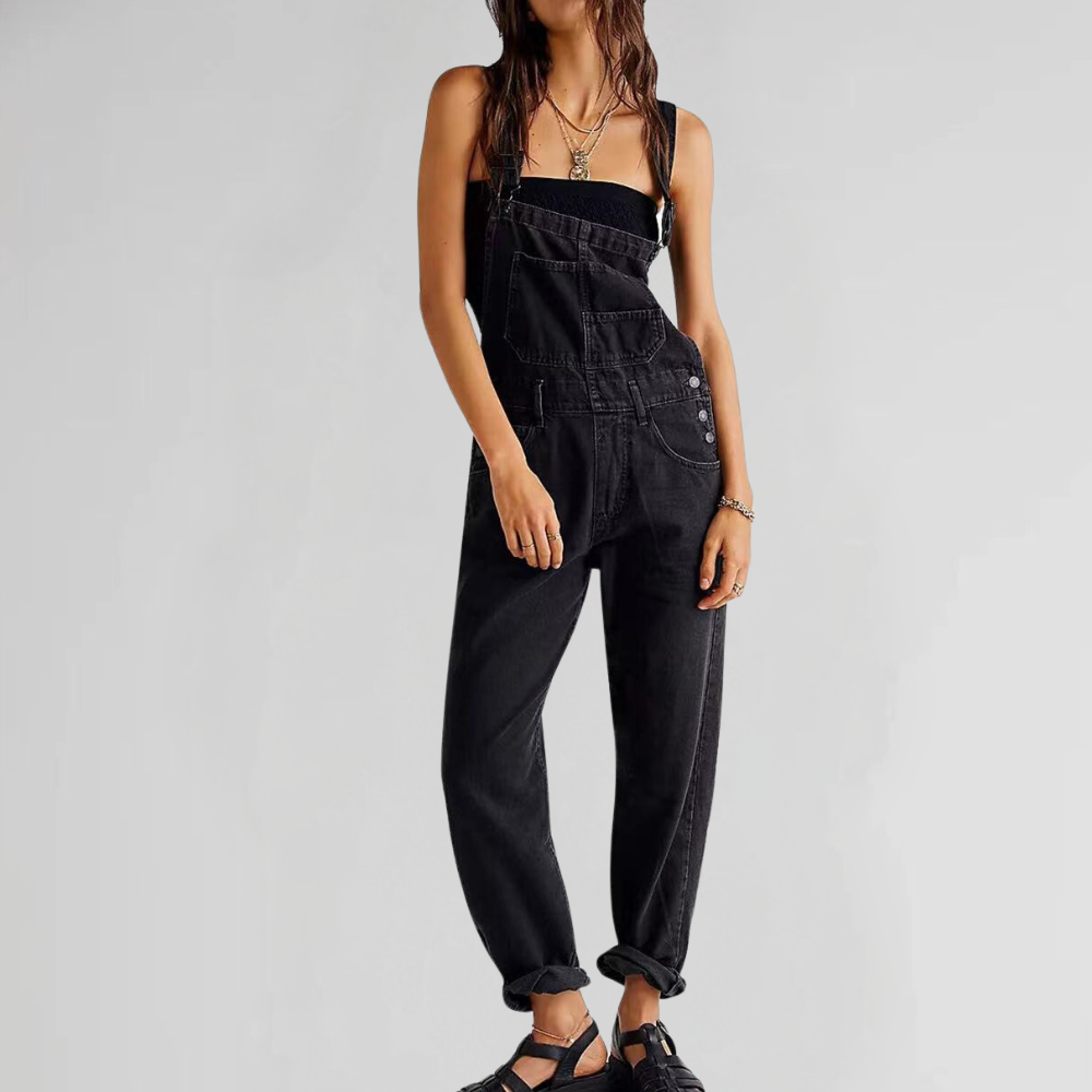 Jessica | Denim tuinbroek voor dames - Zwart