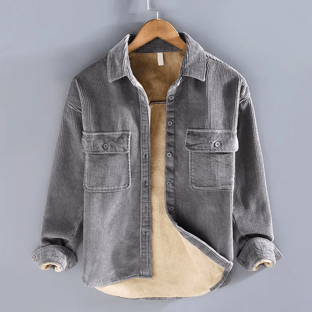 Joël | Gevoerd corduroy overshirt voor heren - Grijs