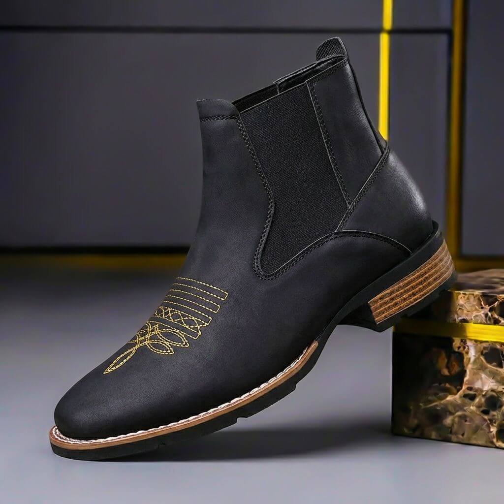 Johan | Leren chelsea boots voor heren - Obsidiaanzwart
