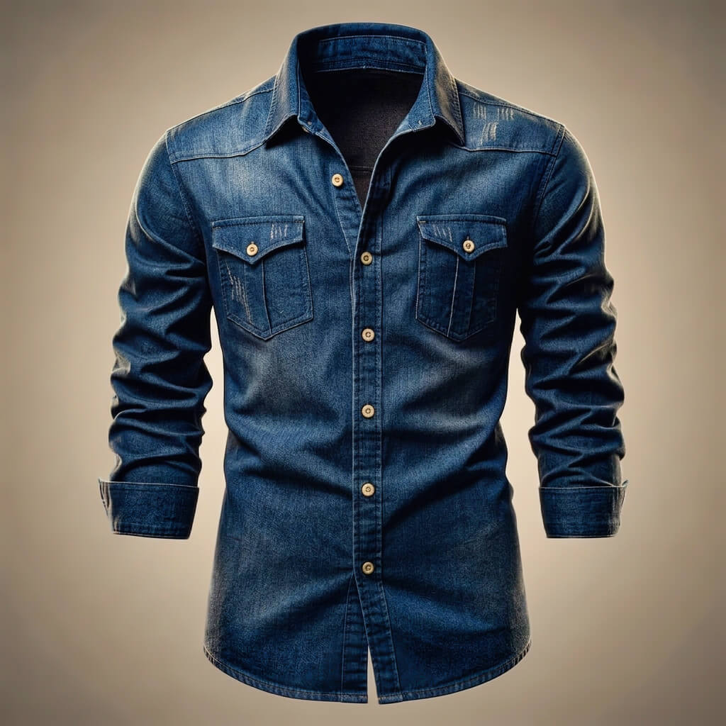 Johannes | Denim overhemd voor heren met lange mouw - Klassiek blauw
