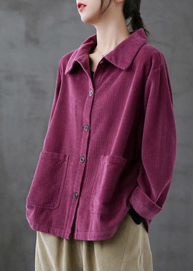 Jolijn | Ribfluwelen overshirt voor dames - Paars/Verzending binnen 24 uur