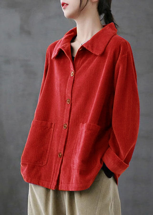 Jolijn | Ribfluwelen overshirt voor dames - Rood/Verzending binnen 15 dagen