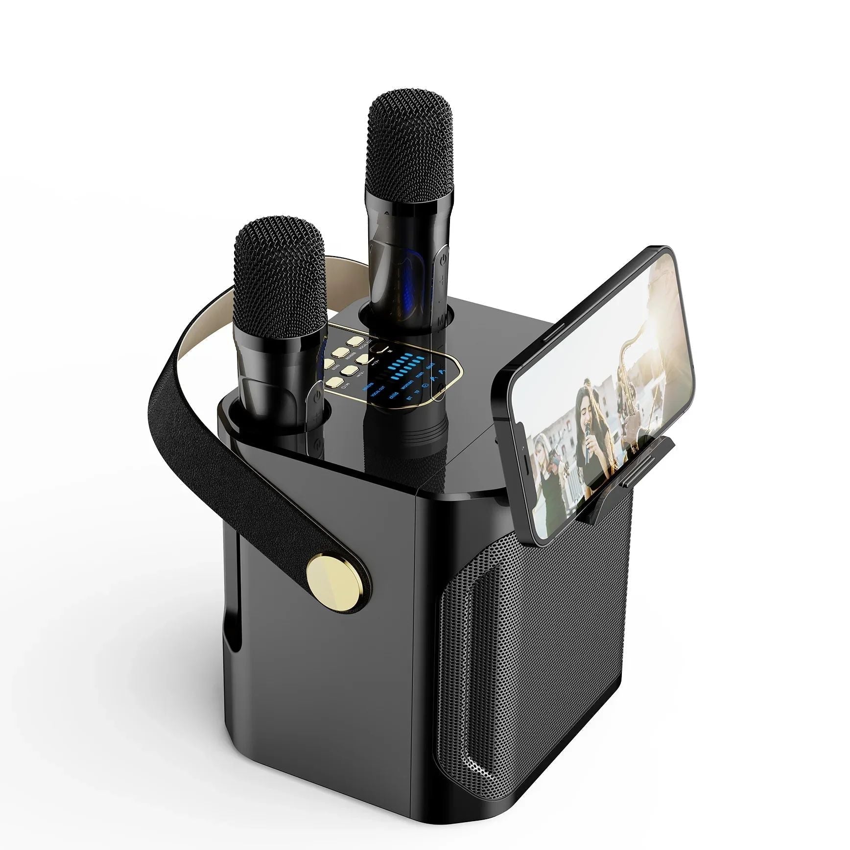 Joost | Draagbare karaoke speaker met twee microfoons - Zwart