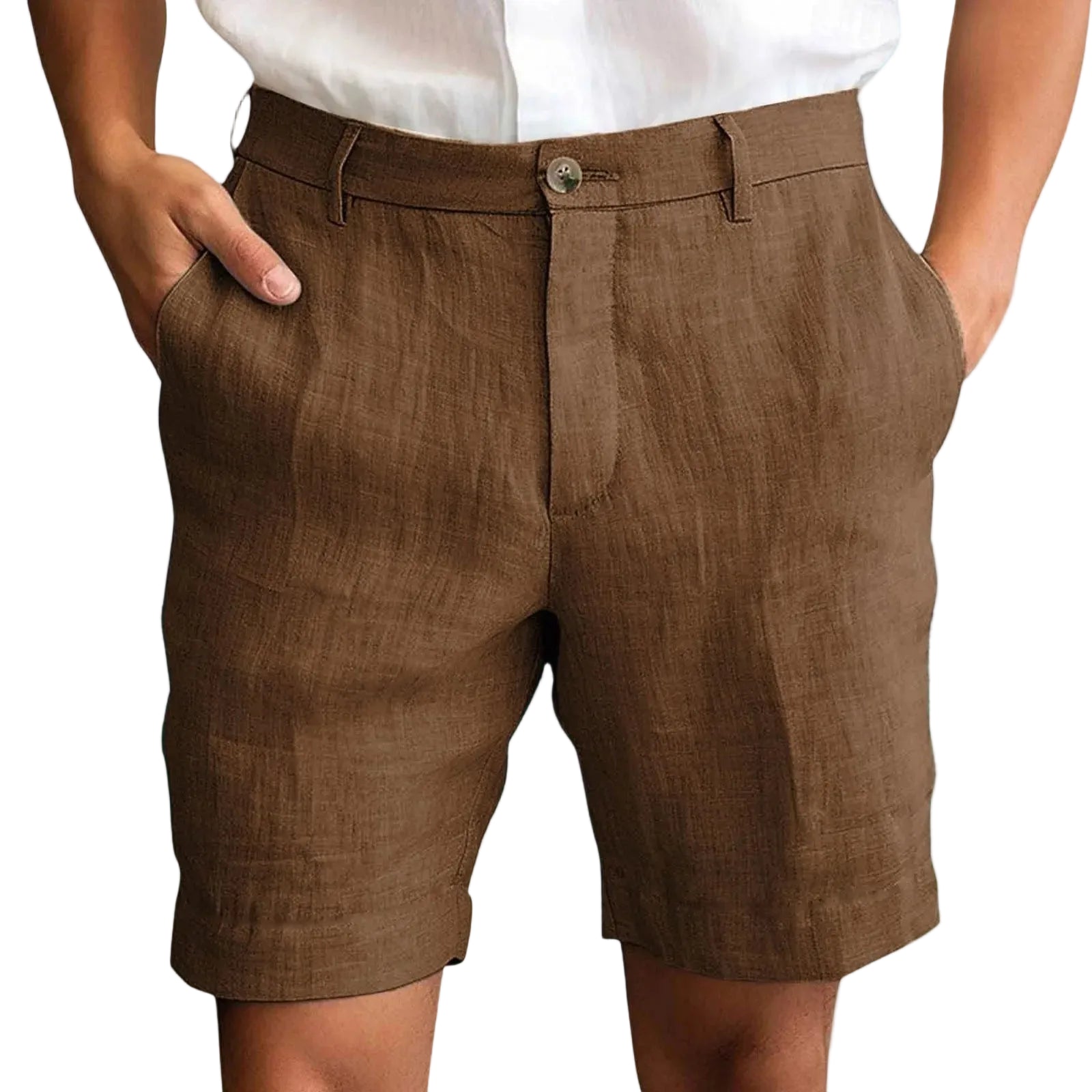 Jordi | Linnen korte broek voor heren - Bruin