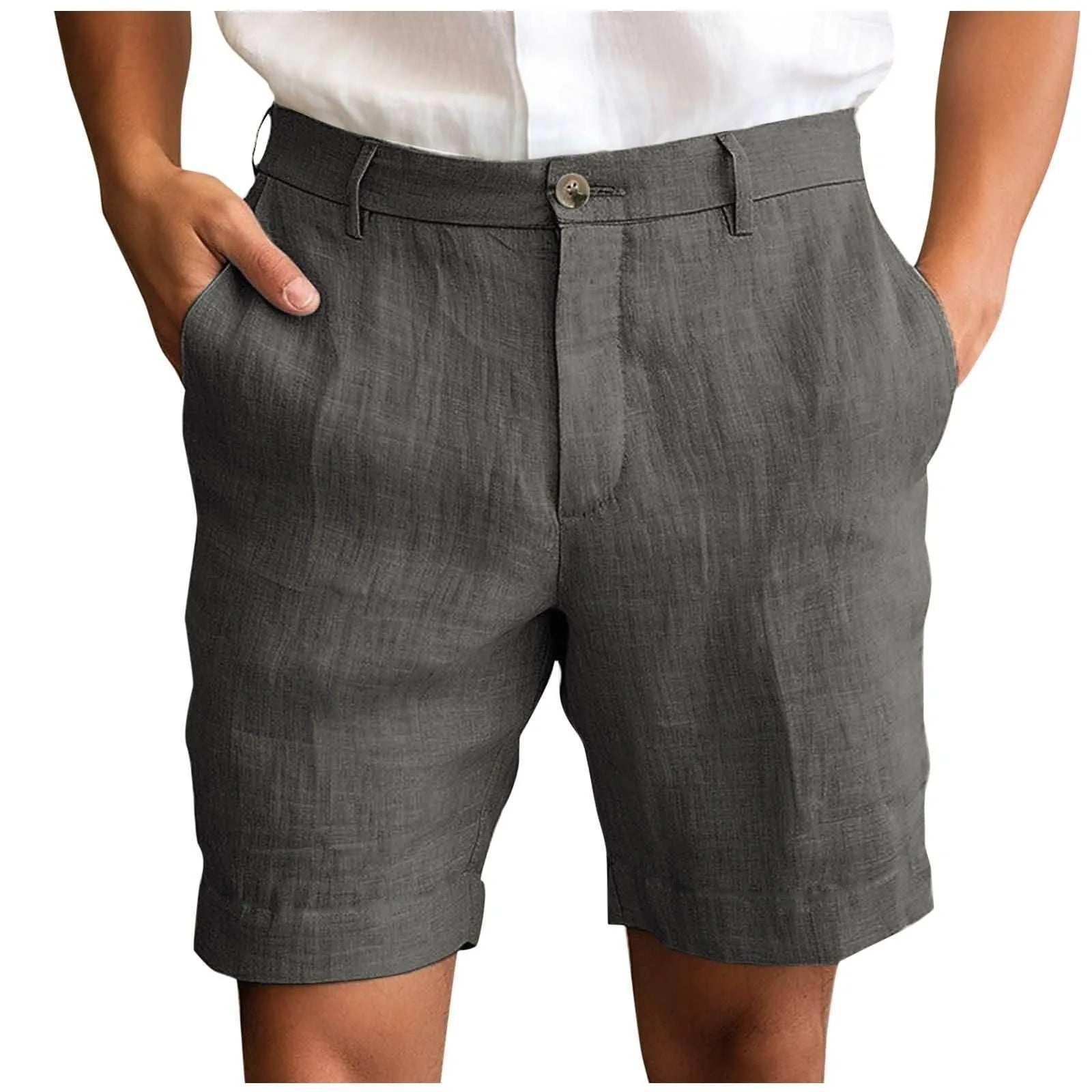 Jordi | Linnen korte broek voor heren - Donkergrijs
