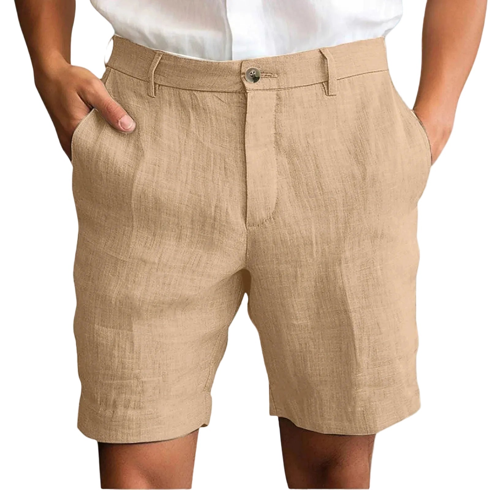 Jordi | Linnen korte broek voor heren - Kaki