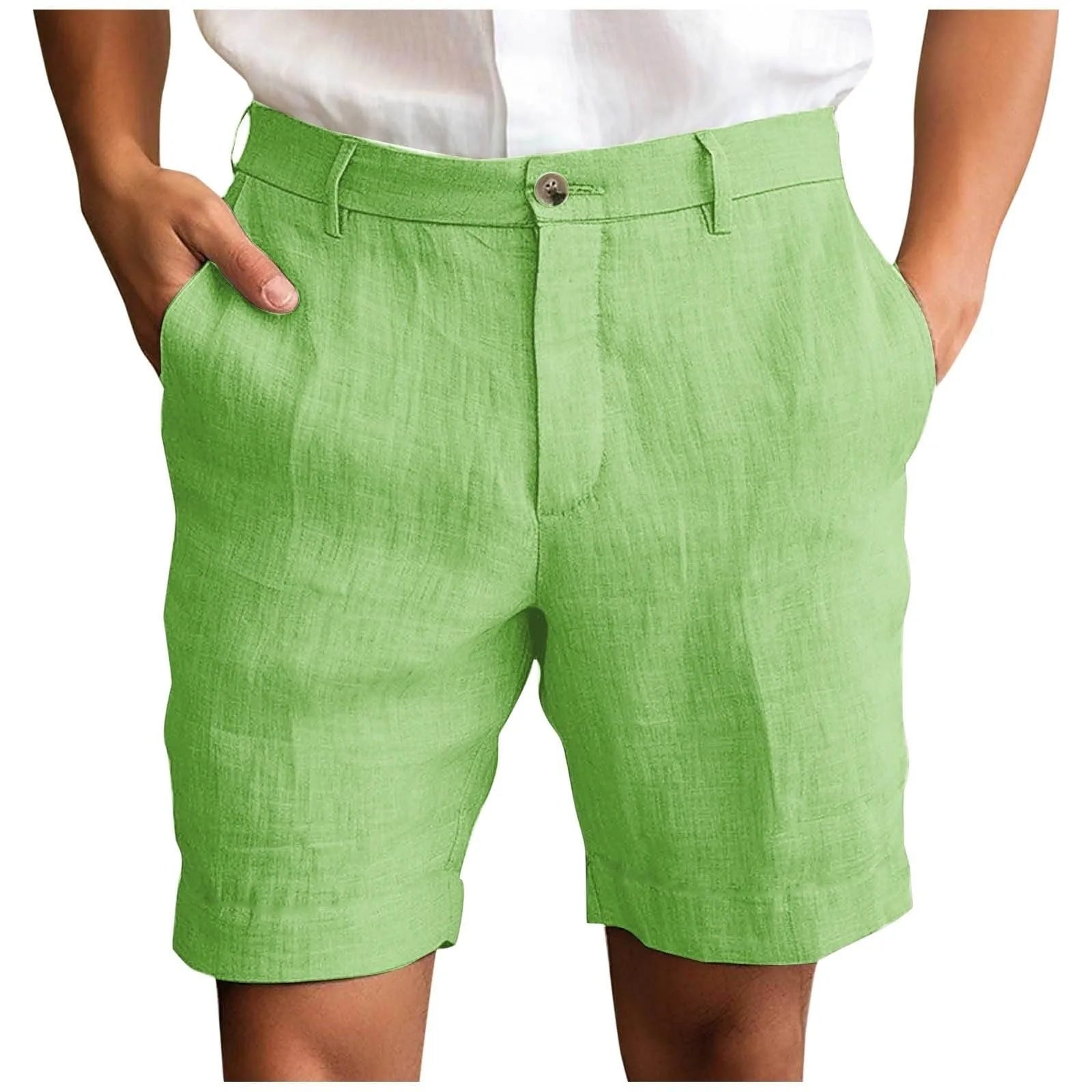 Jordi | Linnen korte broek voor heren - Lichtgroen