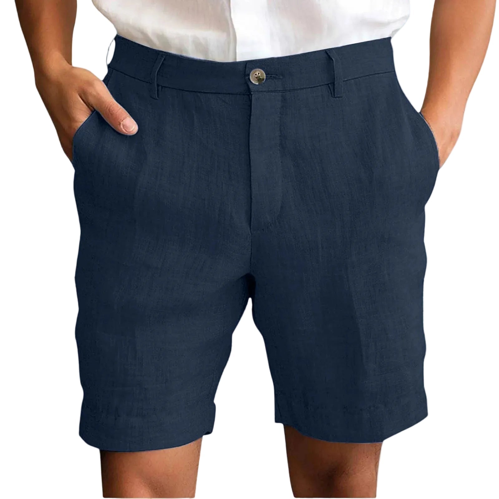 Jordi | Linnen korte broek voor heren - Marineblauw