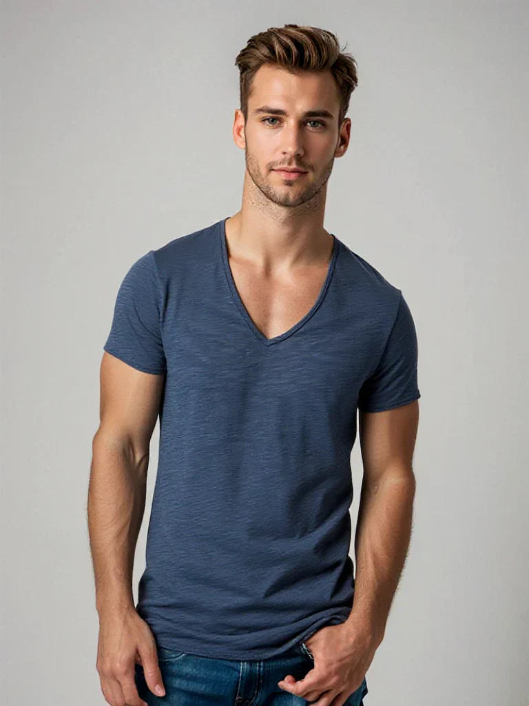 Jorn | V-hals T-shirt voor heren - Donkerblauw