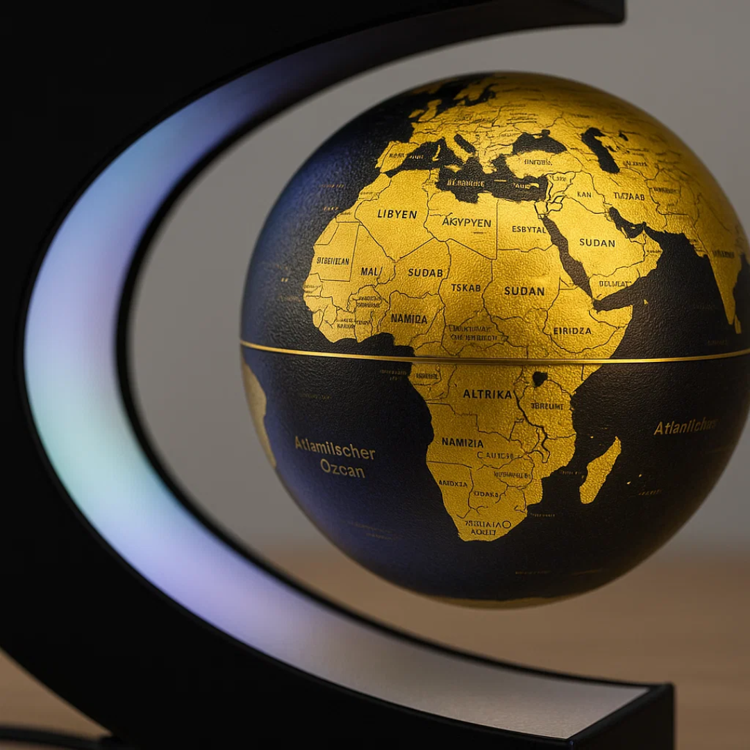 Jorn | Zwevende wereldbol lamp met LED - Gouden globe