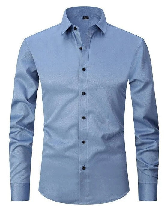 Jort | Strijkvrij slim fit overhemd voor heren - Blauw