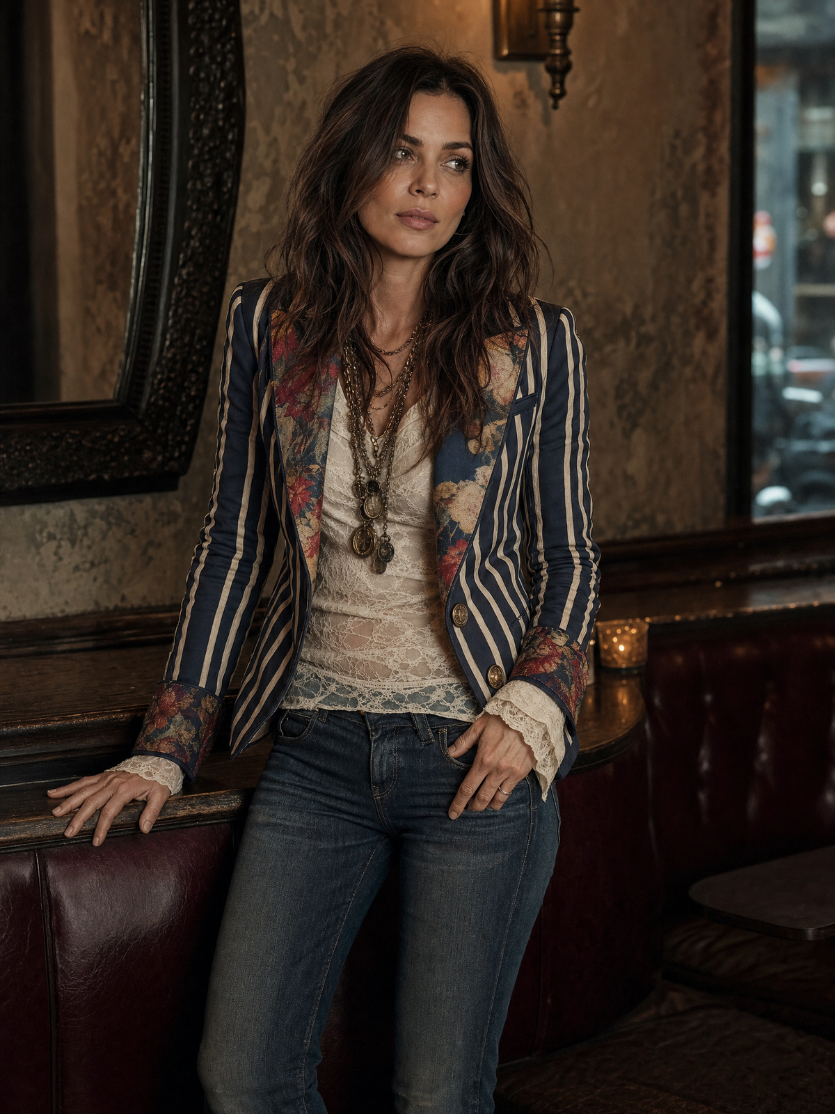 Judith | Blazer voor dames met bloemenprint en strepen - view 2