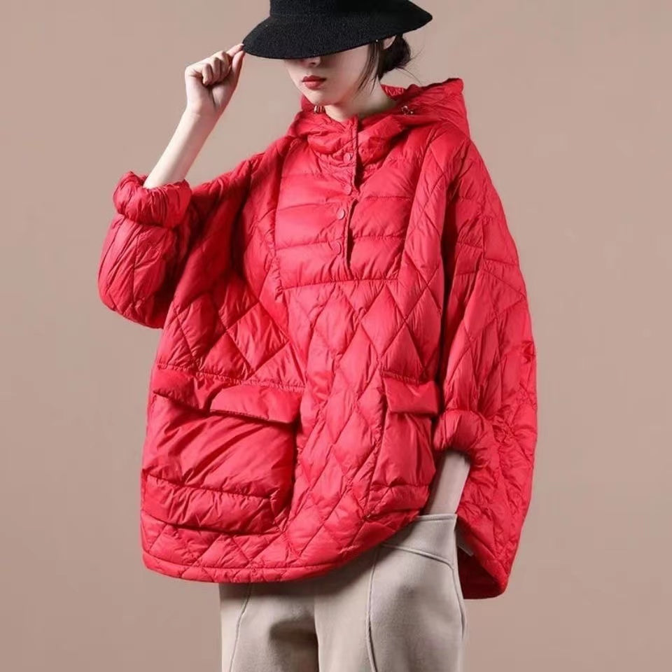 Julia | Oversized donsjas met capuchon voor dames - rood