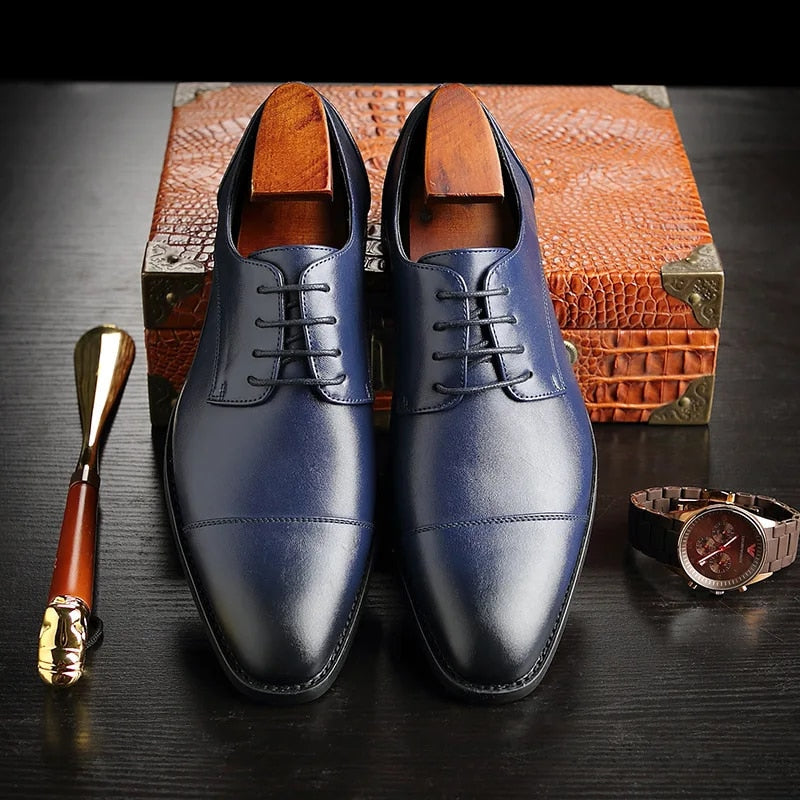Julian | Leren nette veterschoenen voor heren - Blauw