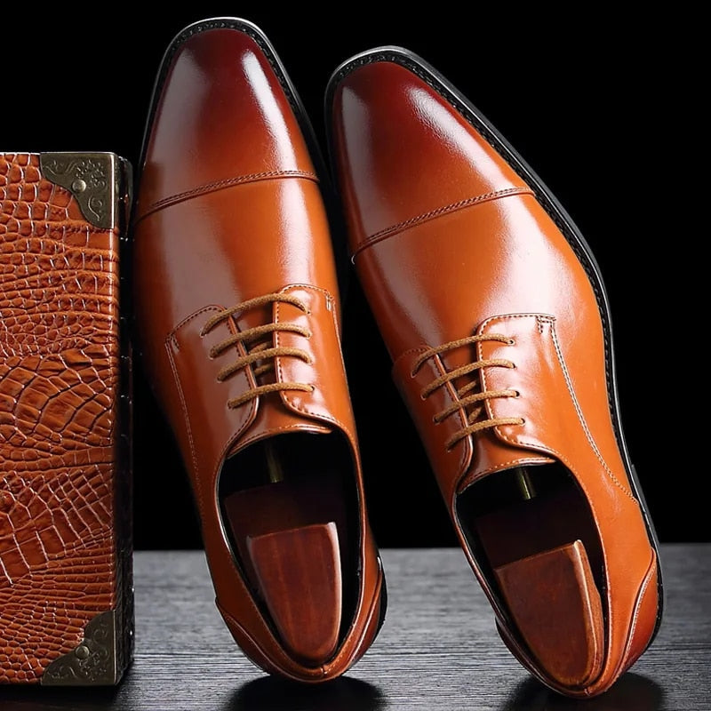 Julian | Leren nette veterschoenen voor heren - Bruin