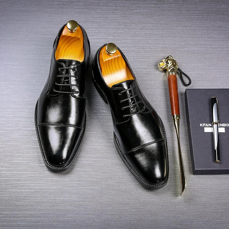 Julian | Leren nette veterschoenen voor heren - Zwart