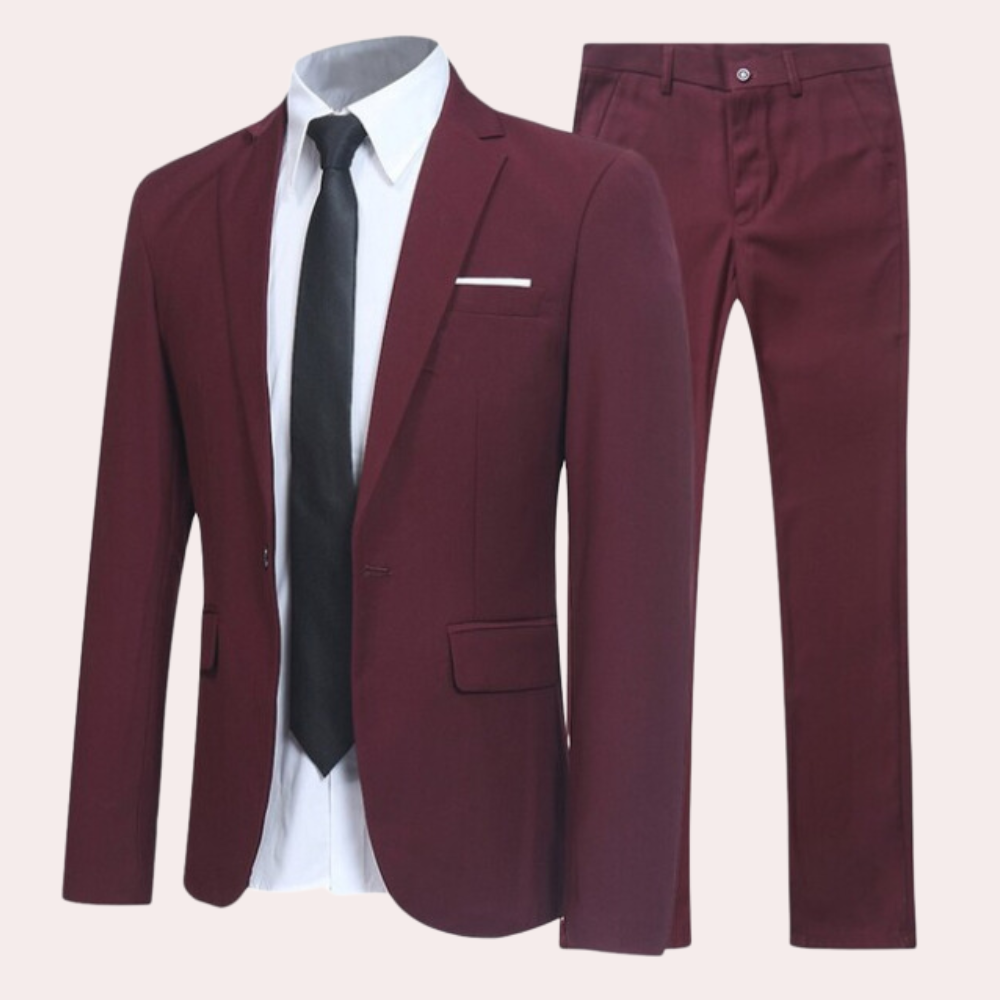 Jurriaan | Tweedelig pak voor heren met slim fit - Rood