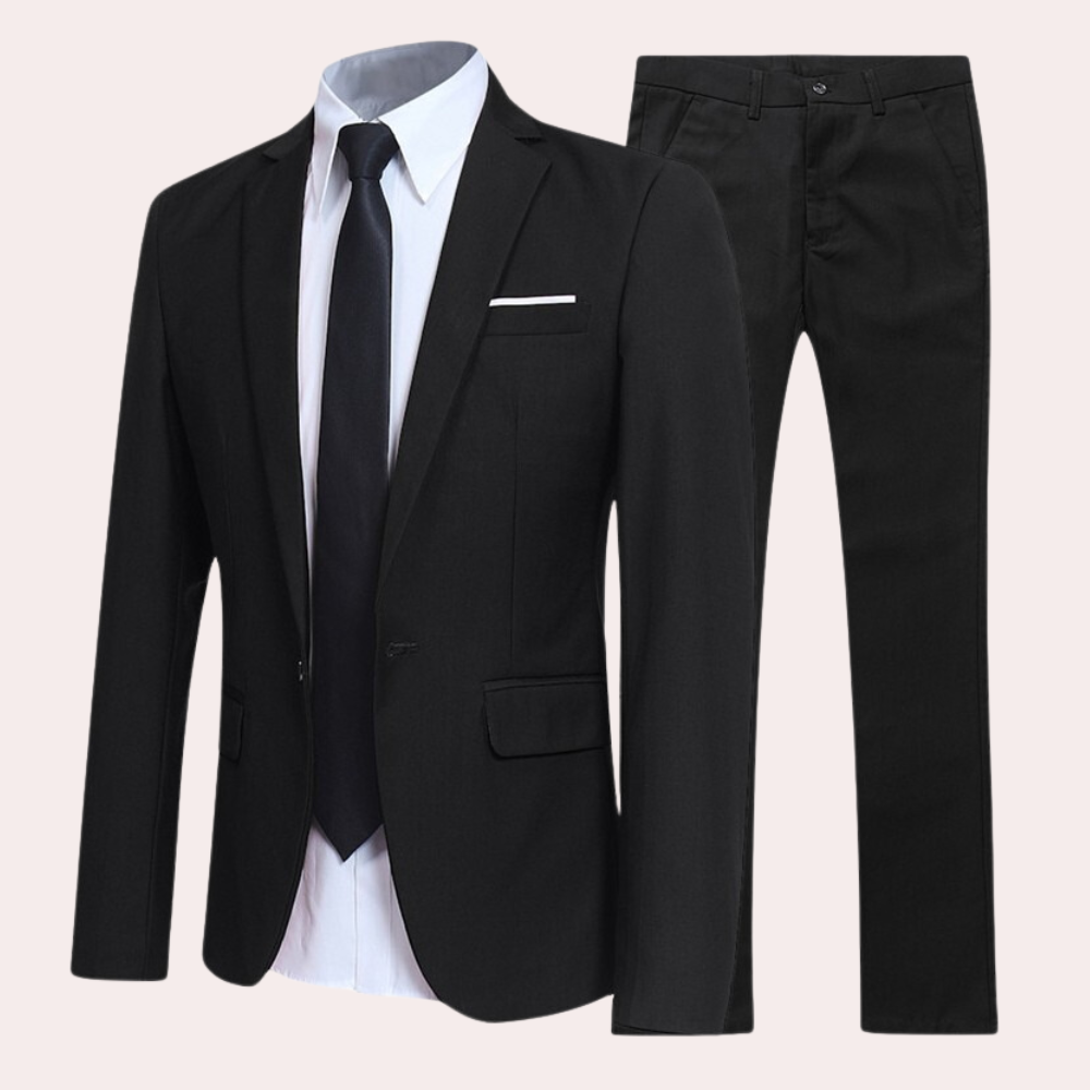 Jurriaan | Tweedelig pak voor heren met slim fit - Zwart