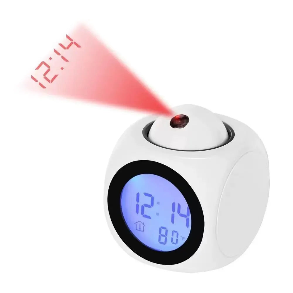 Kai | Projectiewekker met temperatuur en dubbel alarm - Wit