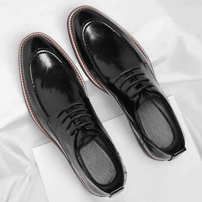 Kasper | Nette leren veterschoenen voor heren - Zwart