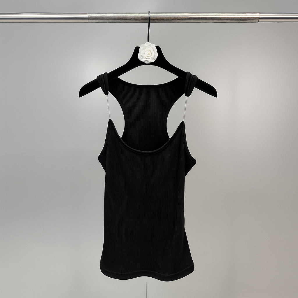 Kim | Getailleerde tanktop voor dames - Zwart