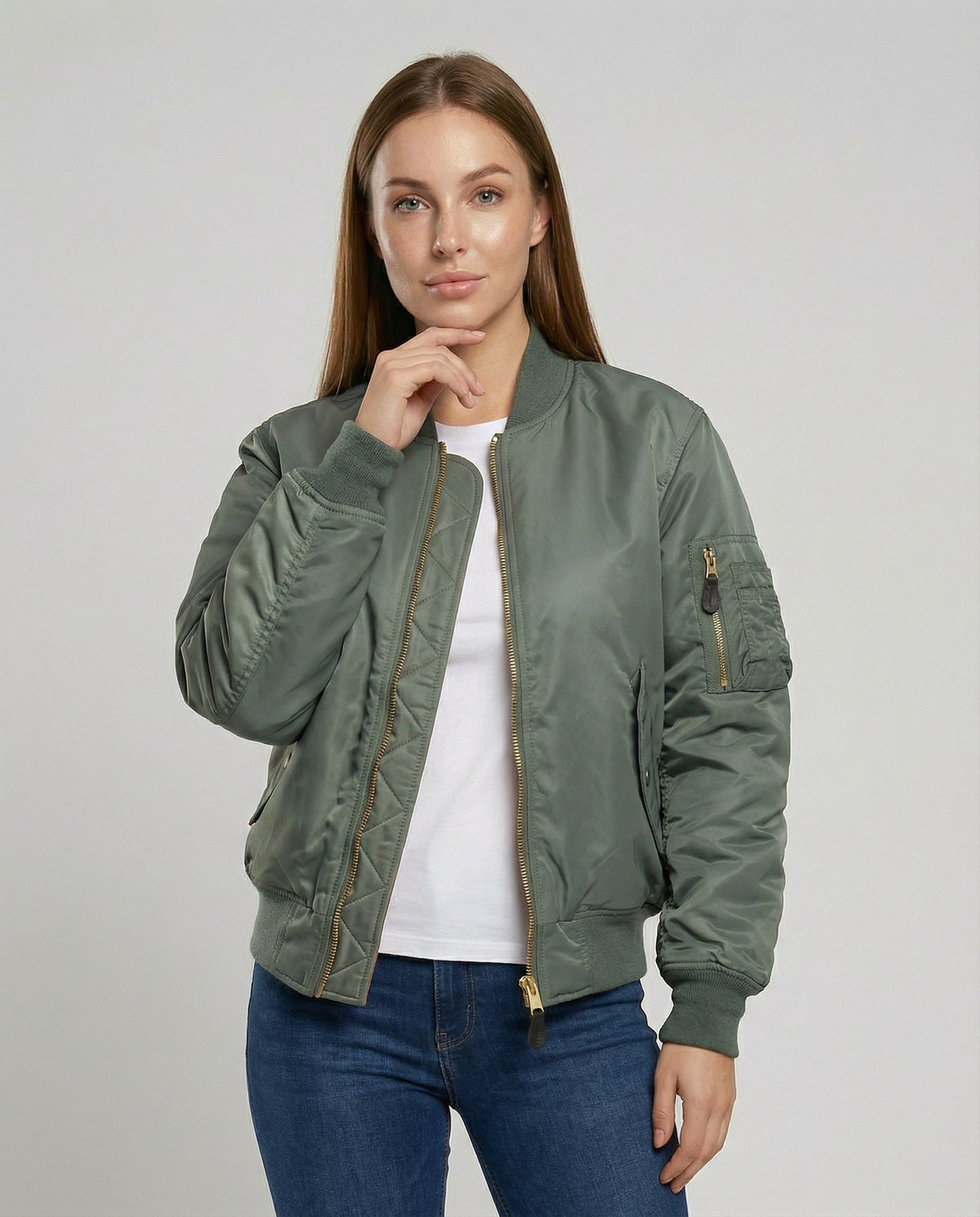 Kim | Klassiek gevoerd bomberjack voor dames - Groen