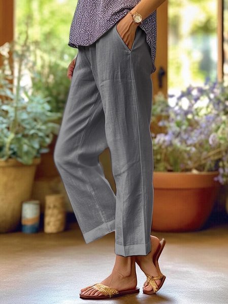 Kirsten | Rechte broek dames met zakken - Grijs