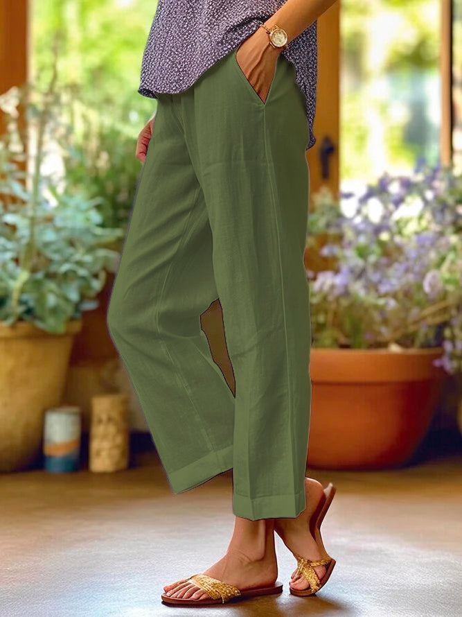 Kirsten | Rechte broek dames met zakken - Groen