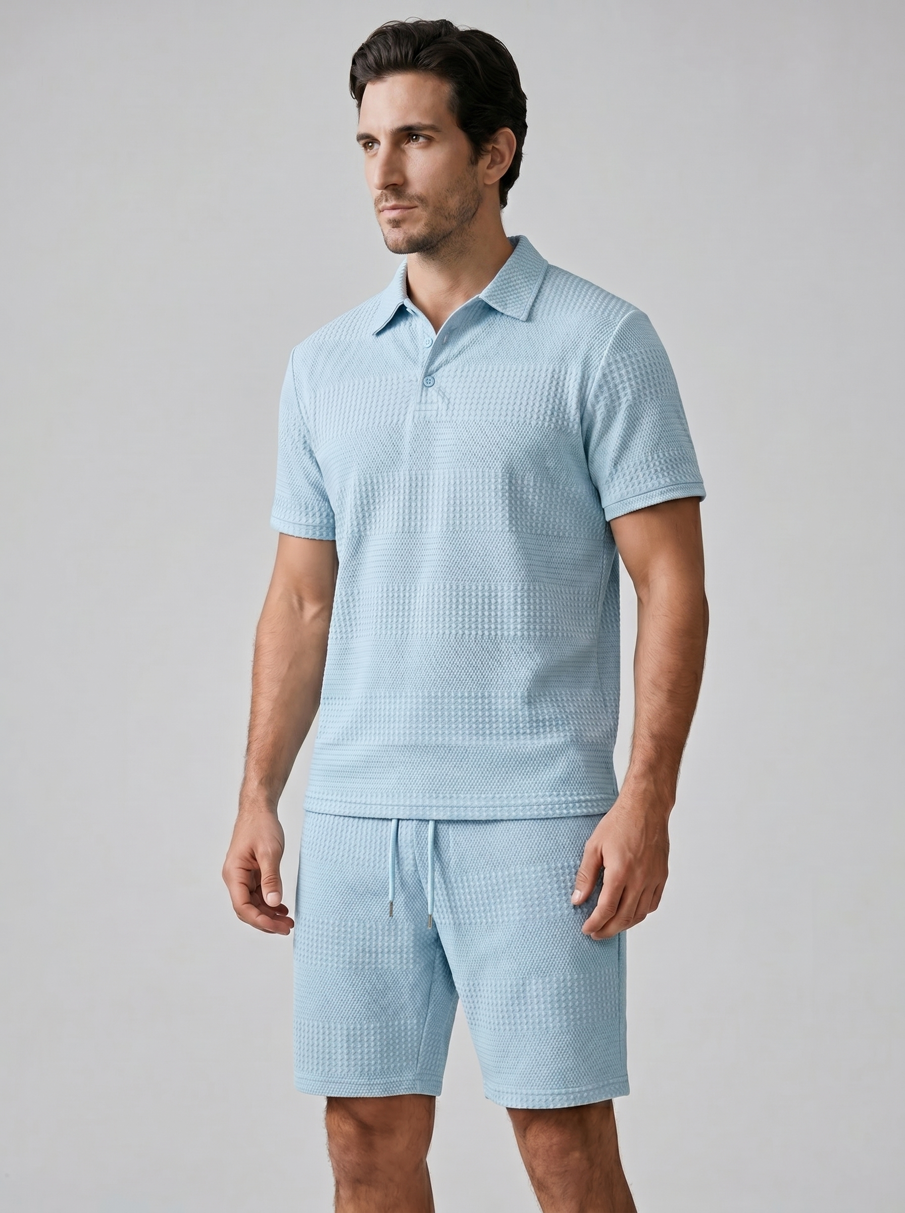 Koen | Poloshirt en shorts set voor heren - Blauw