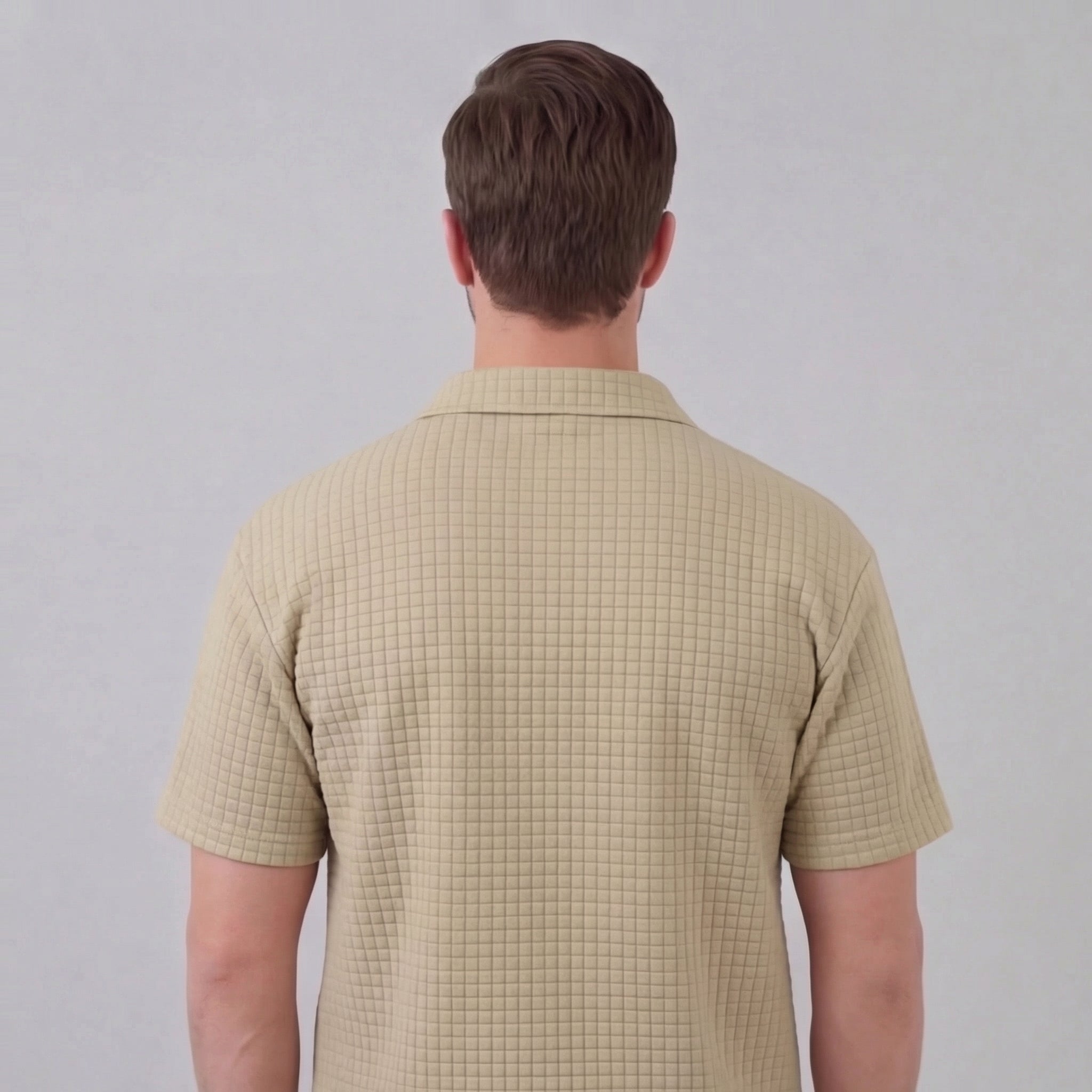 Koen | Wafelknit set voor heren met polo en korte broek - view 7