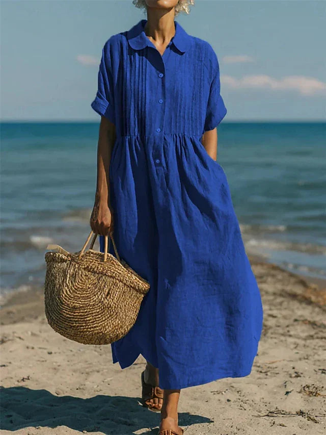 Laura | Katoenen blousejurk voor dames - Blauw
