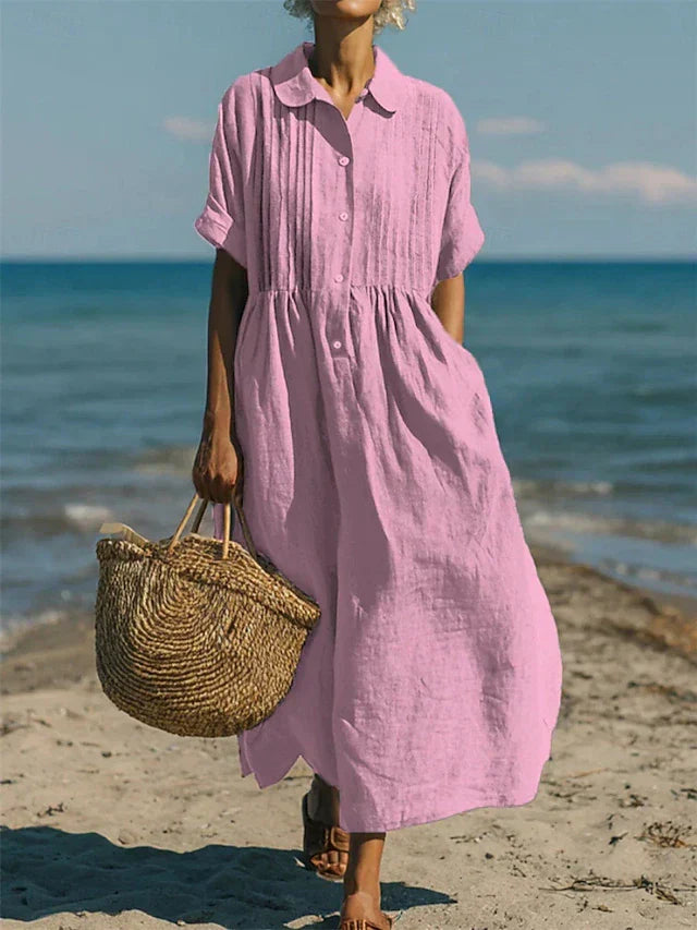 Laura | Katoenen blousejurk voor dames - Roze