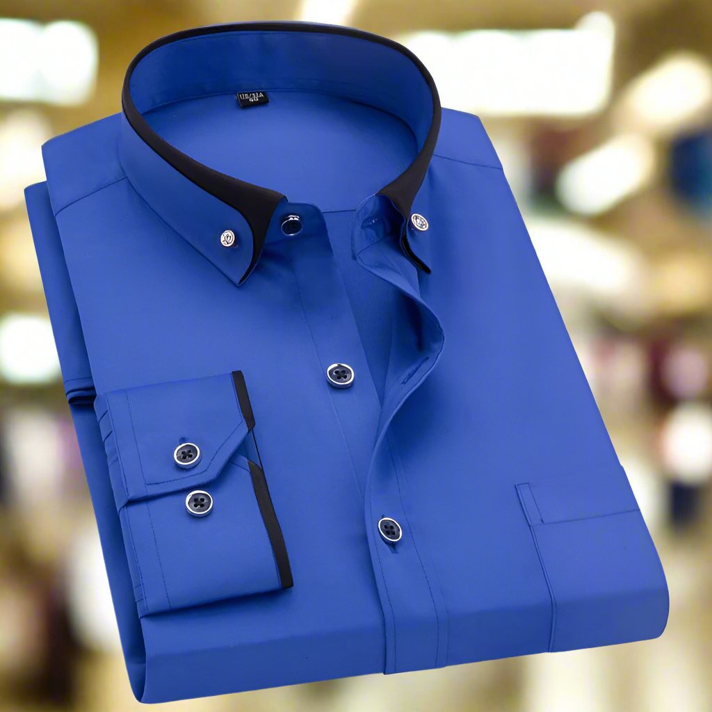 Leon | Heren overhemd met lange mouw - Blauw