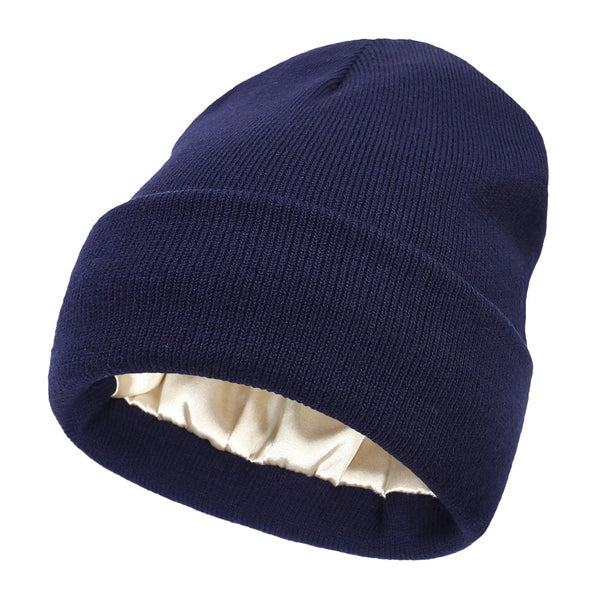 Leon | Wollen muts met zijden voering - Blauw