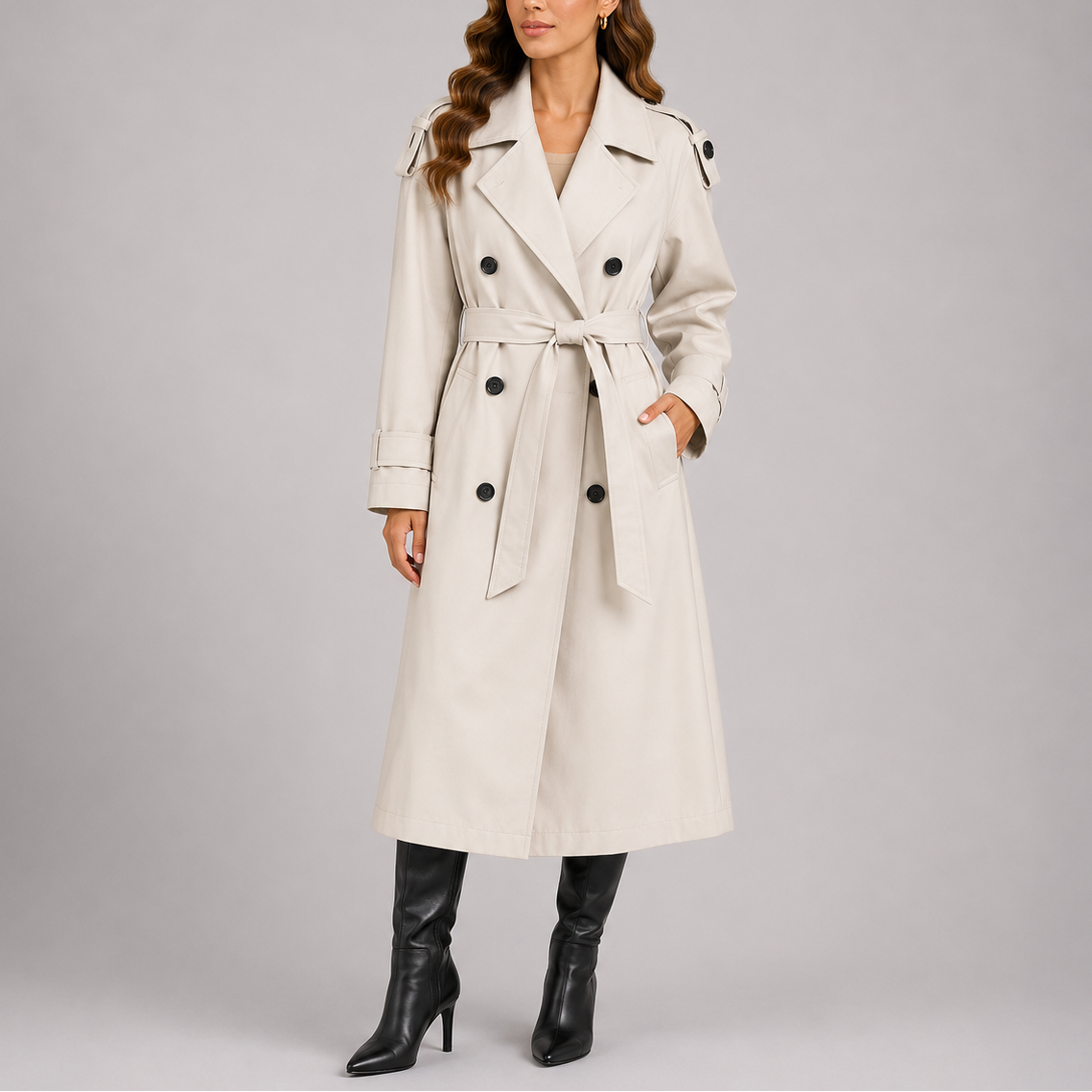 Lieke | Getailleerde trenchcoat met ceintuur - Wit
