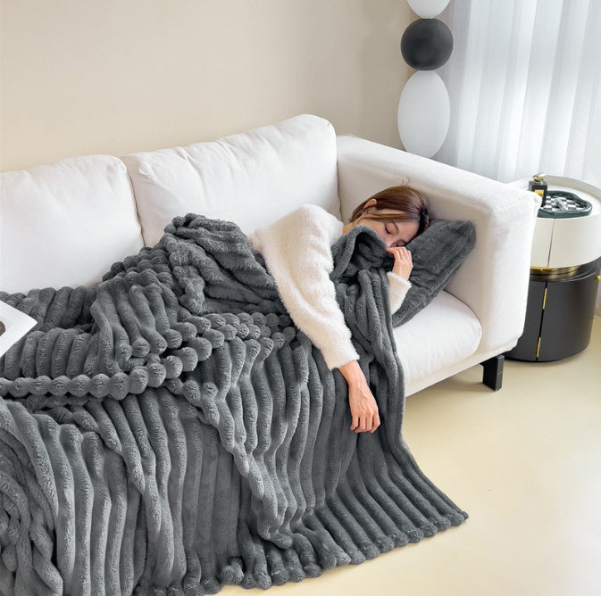 Lisa | Zachte fleece deken voor bank en bed - Donkergrijs