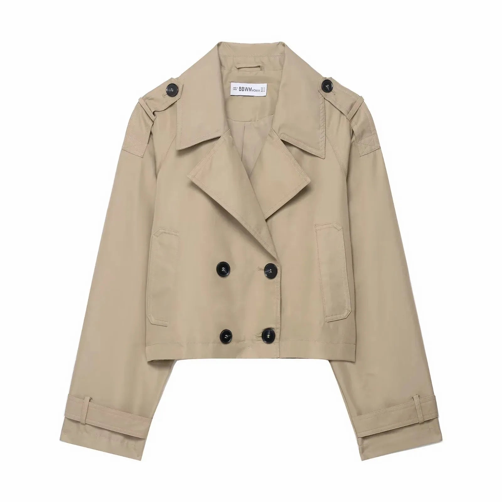 Liv | Korte dubbelrijs trenchcoat voor dames - Kaki