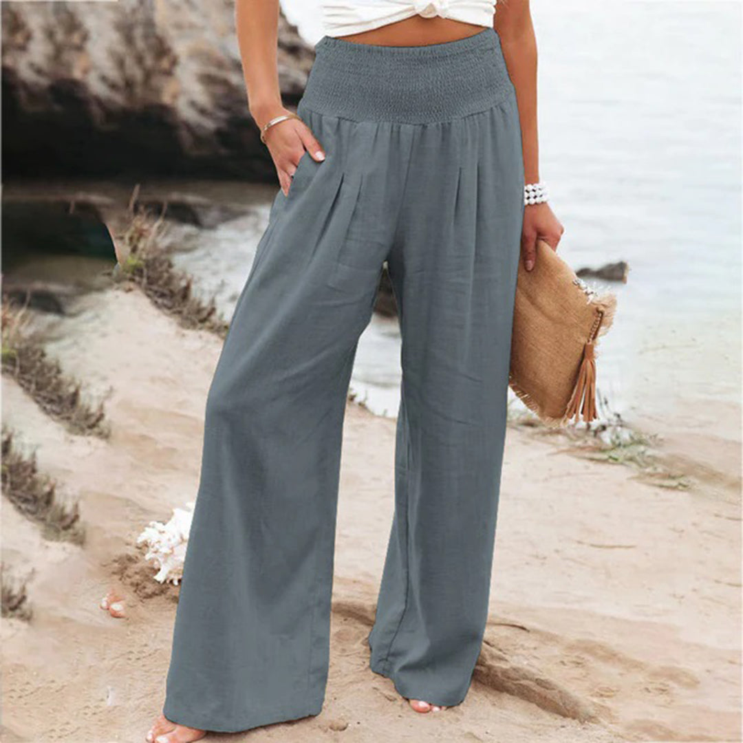 Liza | Wijde zomerbroek voor dames met hoge taille - Grijs