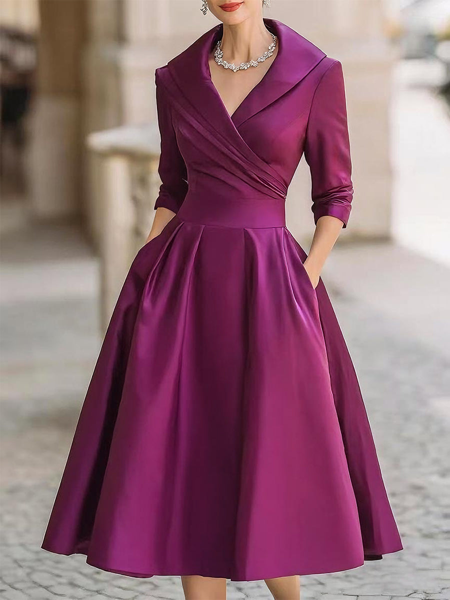 Loes | Elegante galajurk met V-hals - Paars