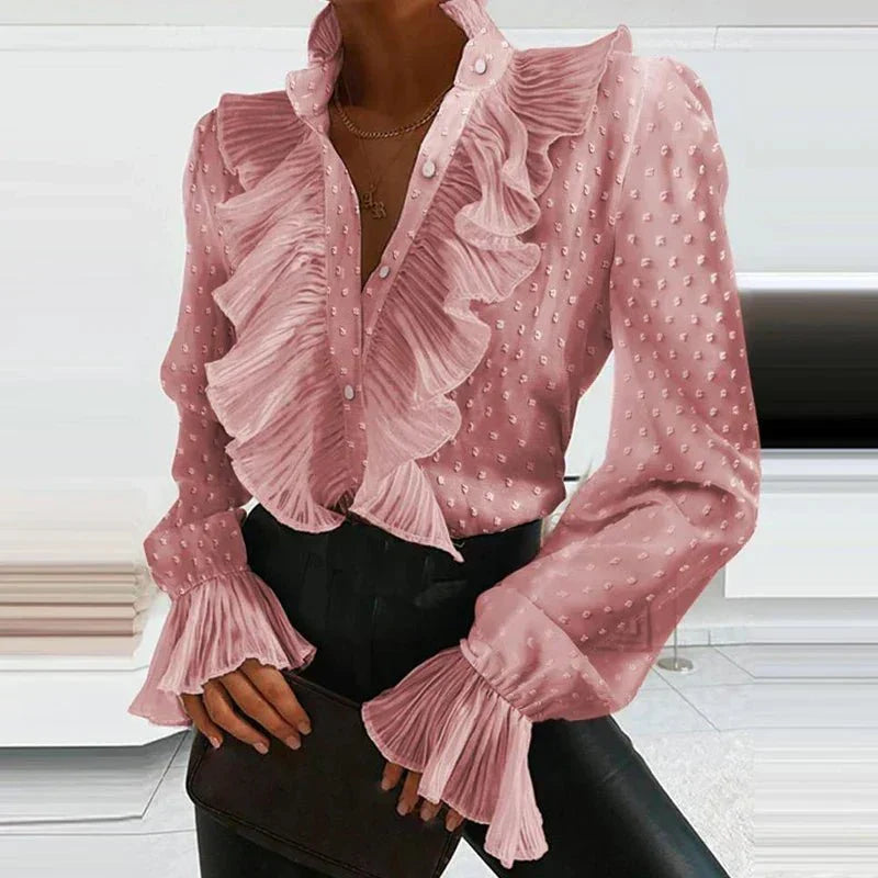 Lois | Chiffon blouse met ruches voor dames - Roze