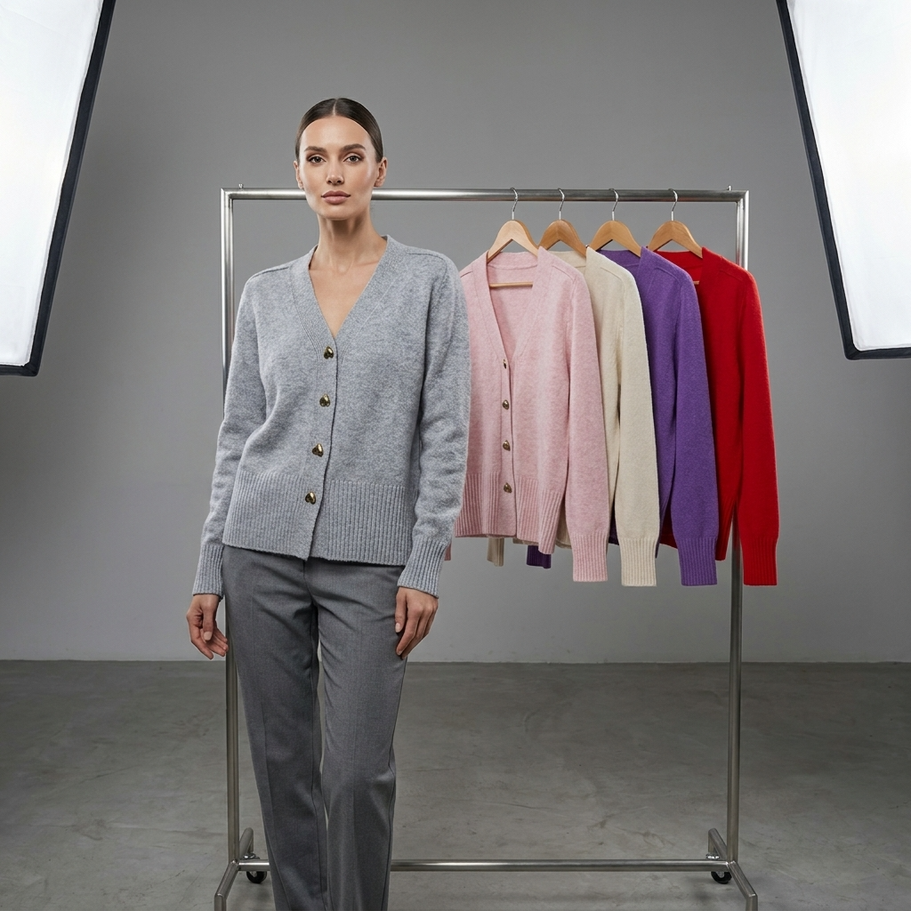 Lotte | Gebreid vest met V-hals voor dames - Grijs
