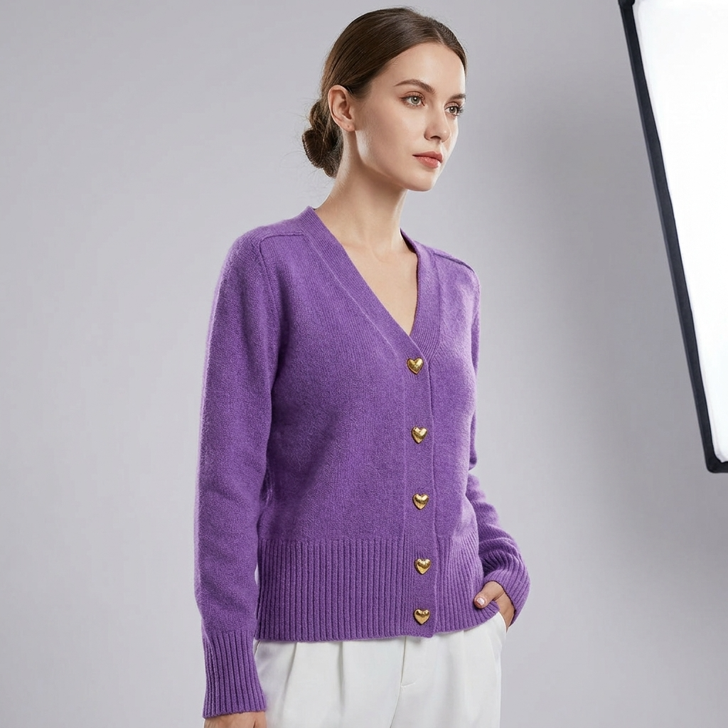 Lotte | Gebreid vest met V-hals voor dames - Paars