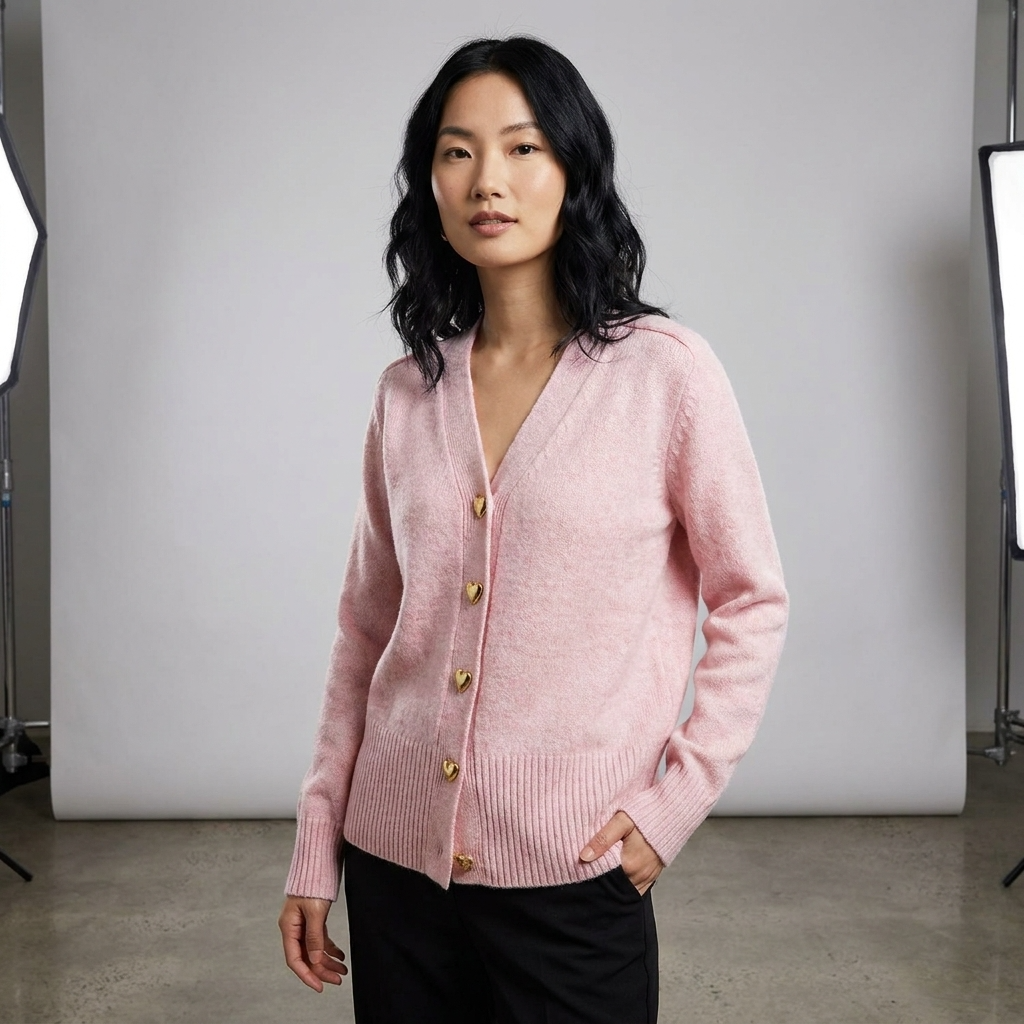 Lotte | Gebreid vest met V-hals voor dames - Roze